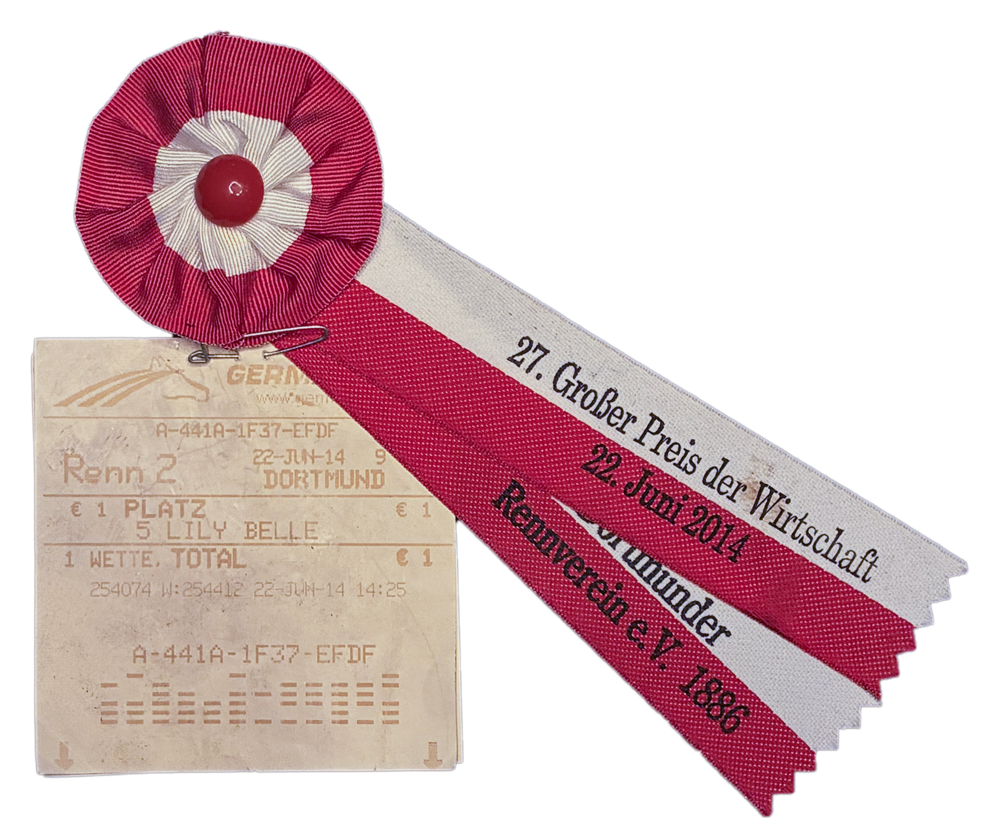 Unser echtes Badge und die Wettscheine vom 22. Juni 2014